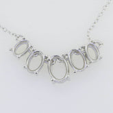 14K White Gold Semi Mount Pendant Setting Oval OV 8X6mm OV7x5mm OV 6x4mm - Syzjewelry